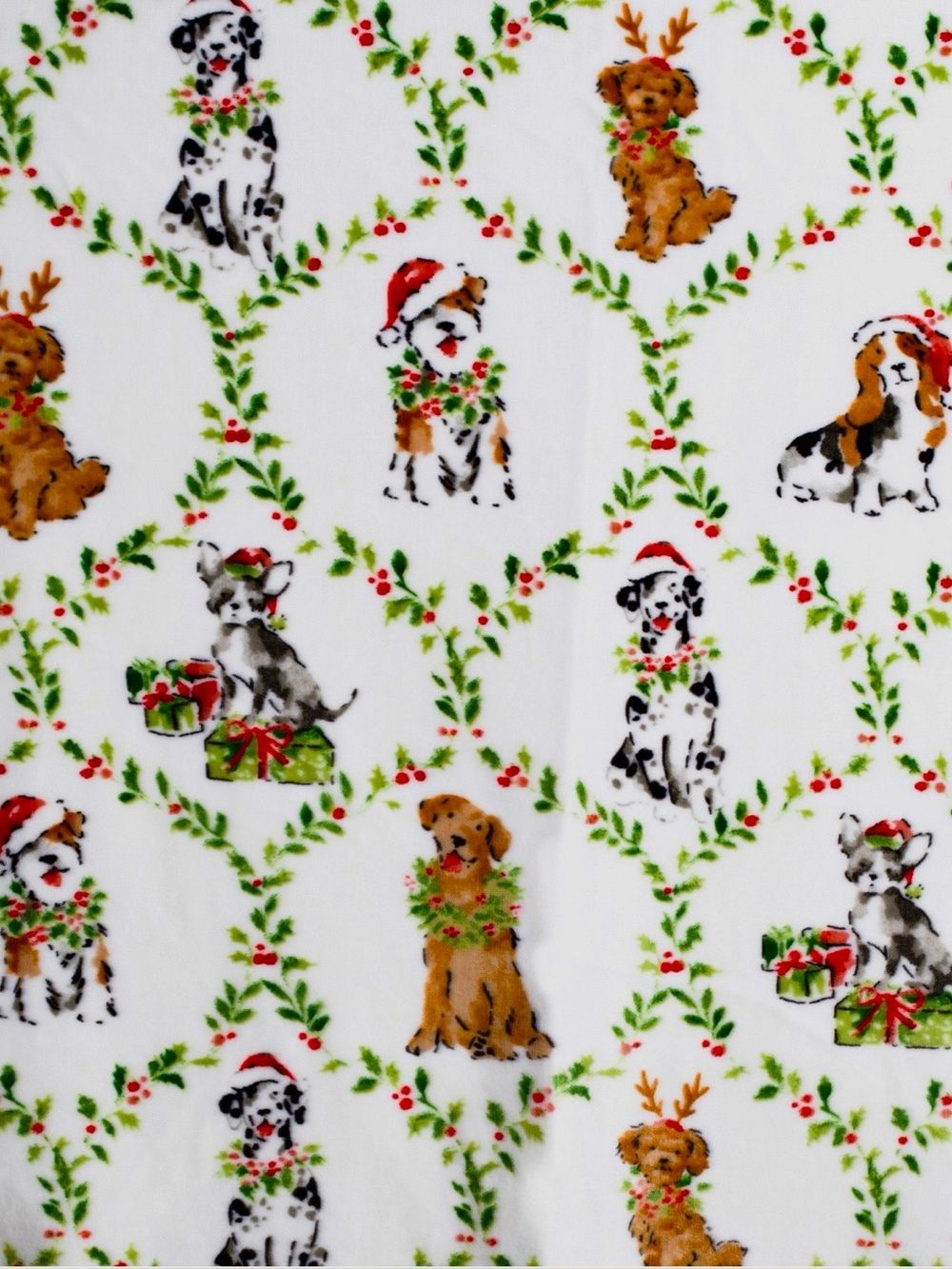 Holiday Christmas Dog Print Blanket - X-Large 60x70